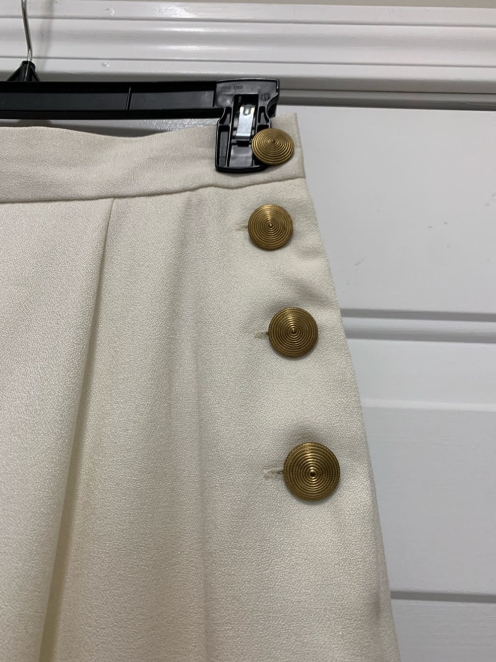 4/$10 Lucia Vintage Cream A-Line Midi Skirt with Gold Button Detail Size 2 - Picture 2 of 5